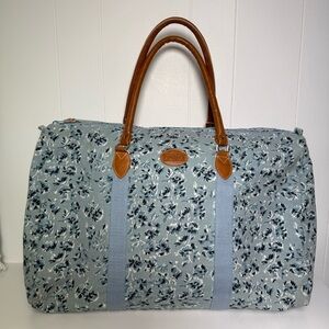 Vintage 90's Blue Gitano Floral Large Duffle Bag Gym Bag Travel Bag Weekender